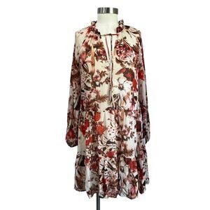 H&M Floral Mini Dress Size 6 NWT Long Sleeve Tiered Boho Fall Romantic